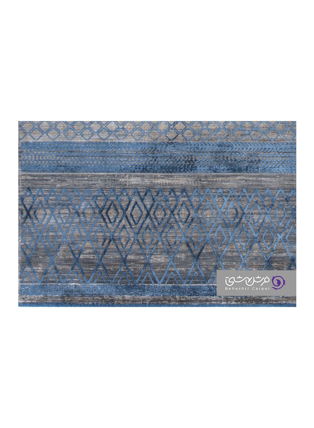 جزییات نقش فرش طرح یونیک کد 8443 آبی