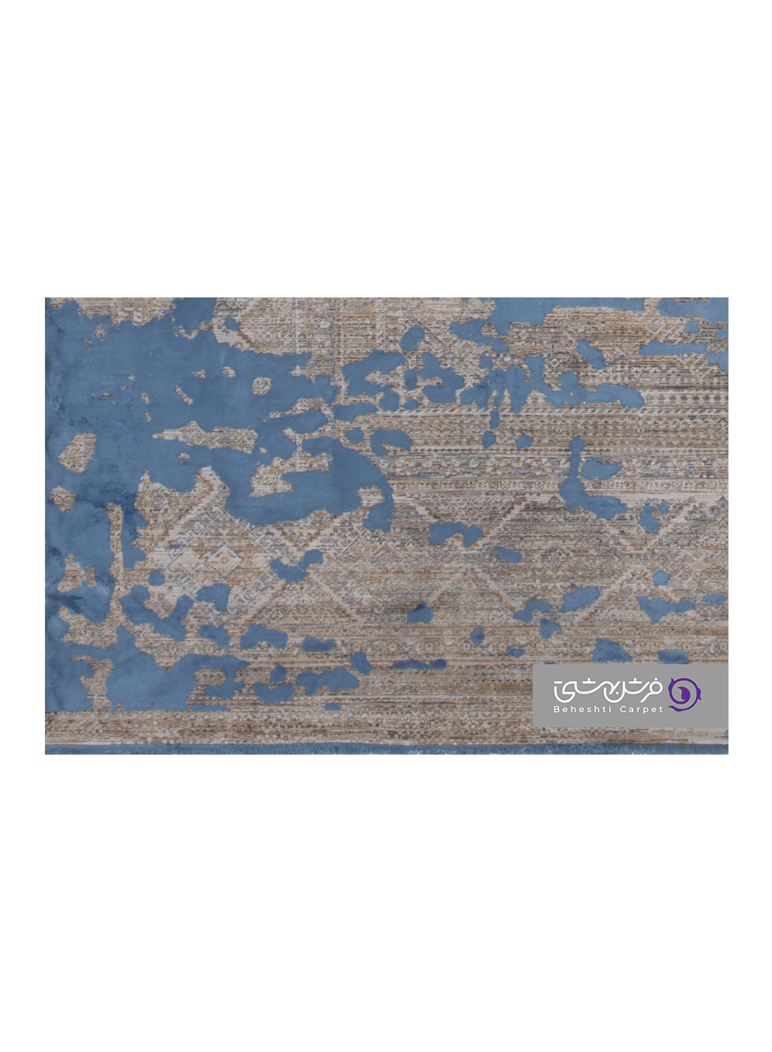 جزییات نقش فرش طرح یونیک کد 8502 آبی