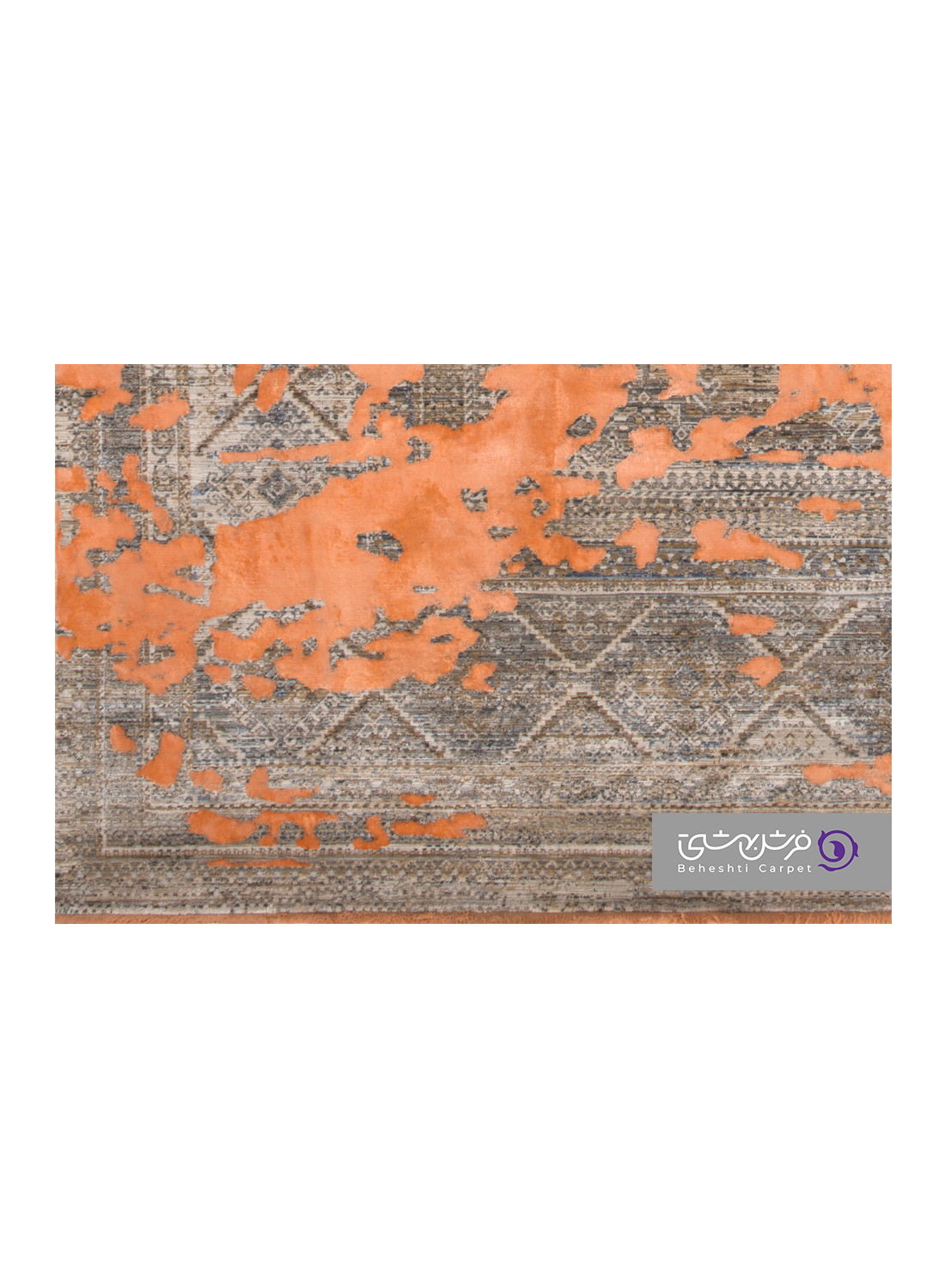 جزییات نقش فرش طرح یونیک کد 8502 نارنجی