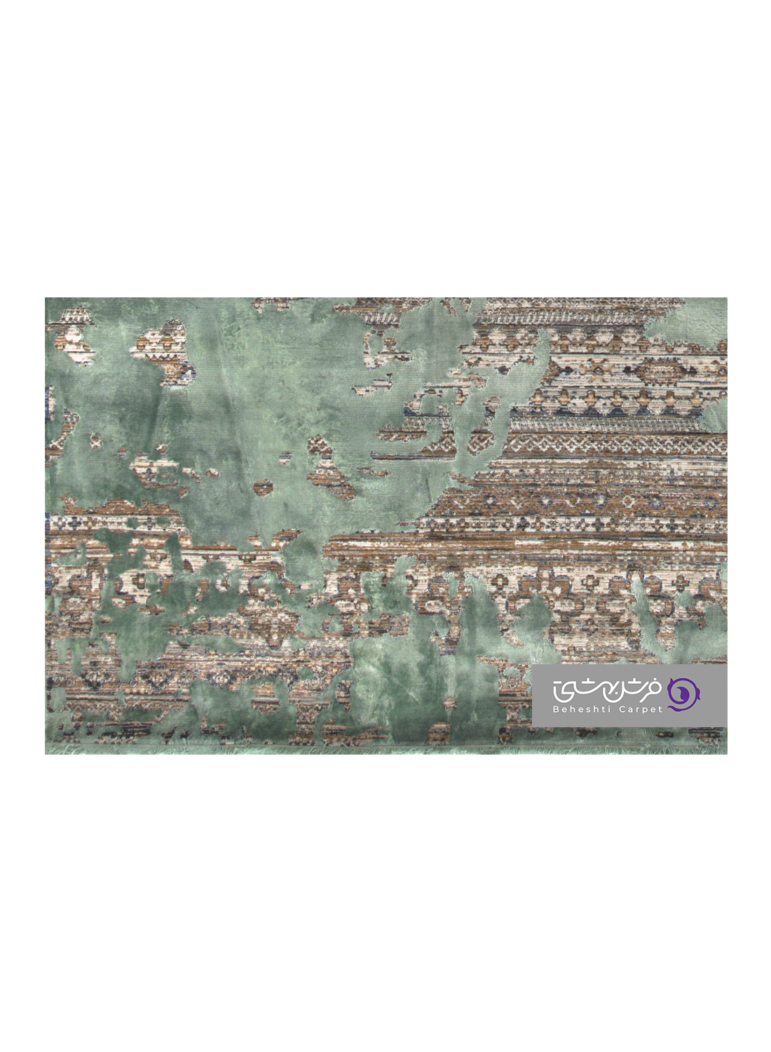 جزییات نقش فرش طرح یونیک کد 8507 سبز