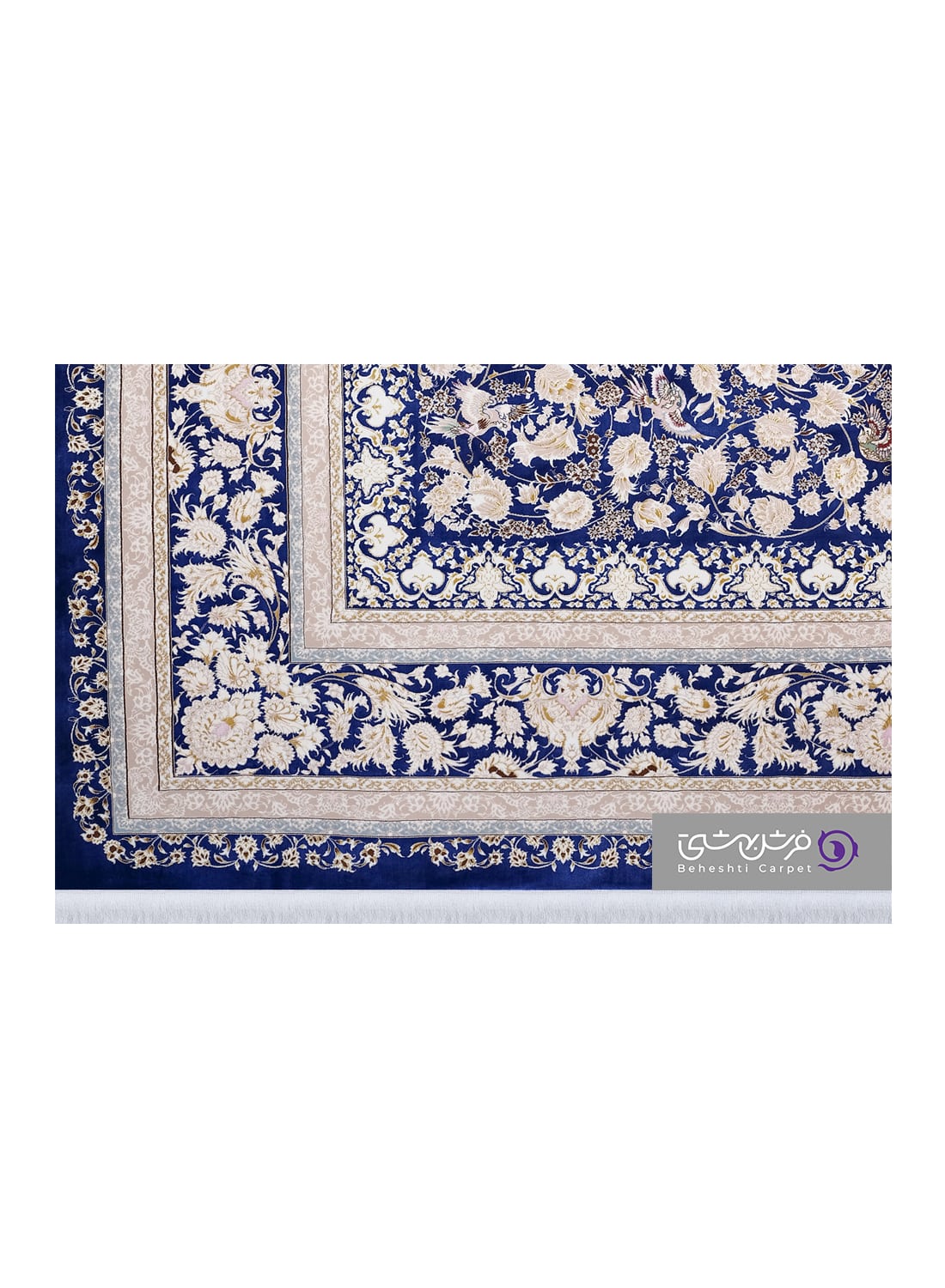 جزییات نقش فرش طرح آیتان کد R20 سرمه ای
