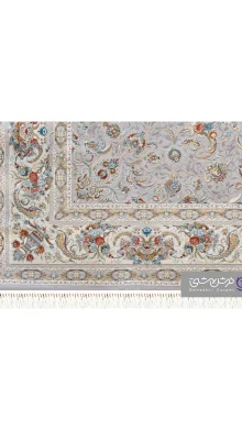 جزییات نقش فرش طرح نائین کد 8006 نقره ای کرم