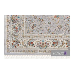 جزییات نقش فرش طرح نائین کد 8006 نقره ای کرم