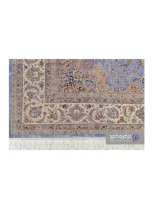 جزییات نقش فرش طرح شاهان کد 1526 نقره آبی