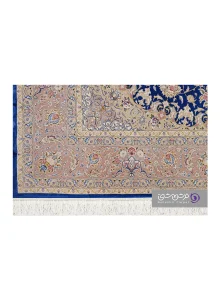 جزییات نقش فرش طرح شاهان کد 1524 آبی تیره