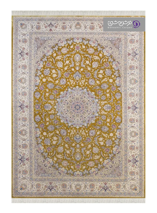 فرش طرح شاهان کد 1524 خردلی