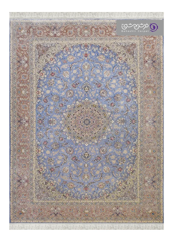 فرش طرح شاهان کد 1524 نقره آبی