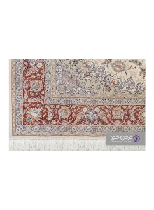 جزییات نقش فرش طرح شاهان کد 1524 کرم چرک مسی