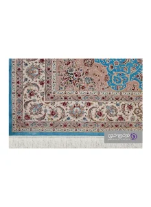 جزییات نقش فرش طرح شاهان کد 1526 فیروزه ای