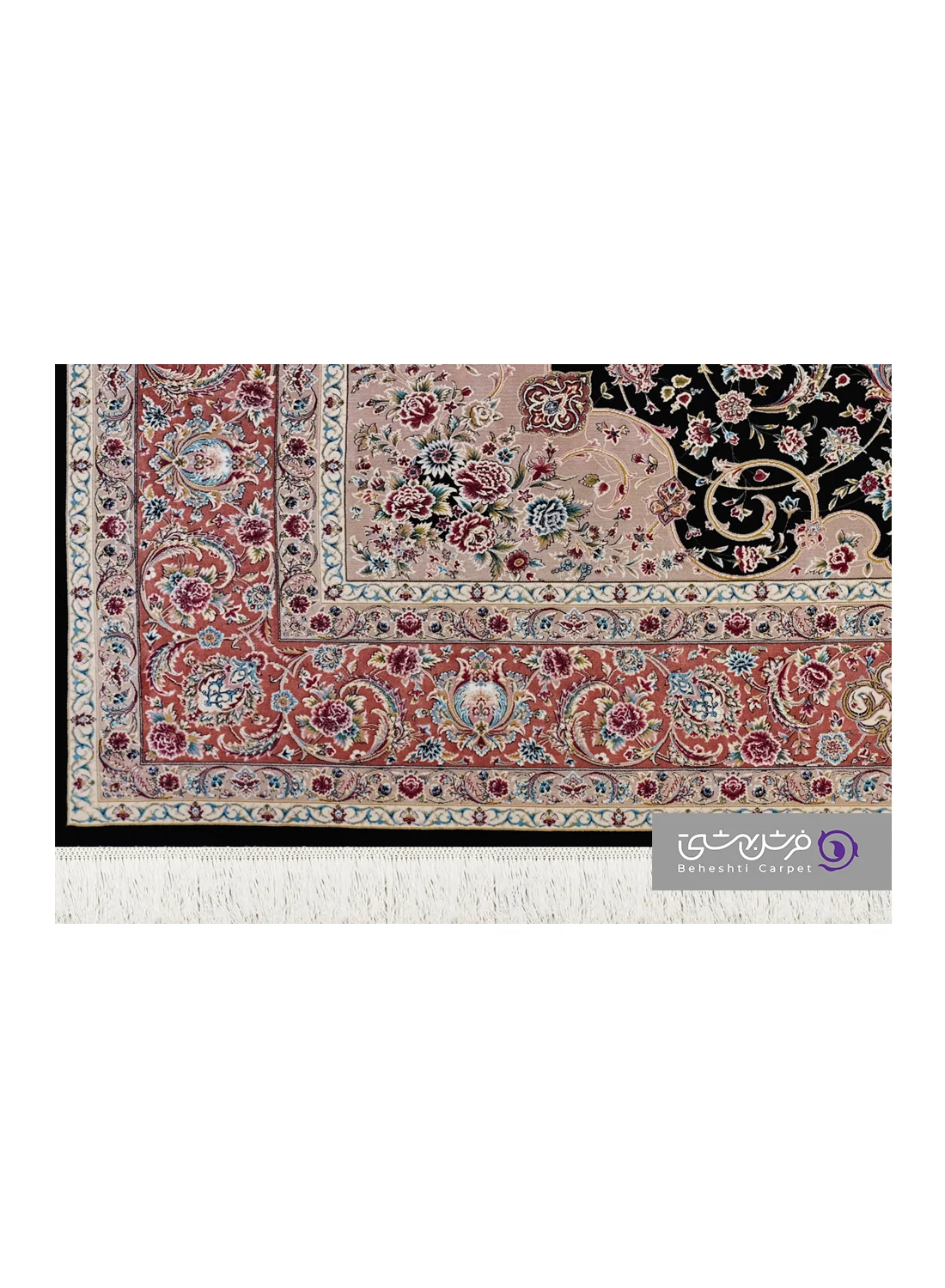 جزییات نقش فرش طرح شاهان کد 1526 مشکی
