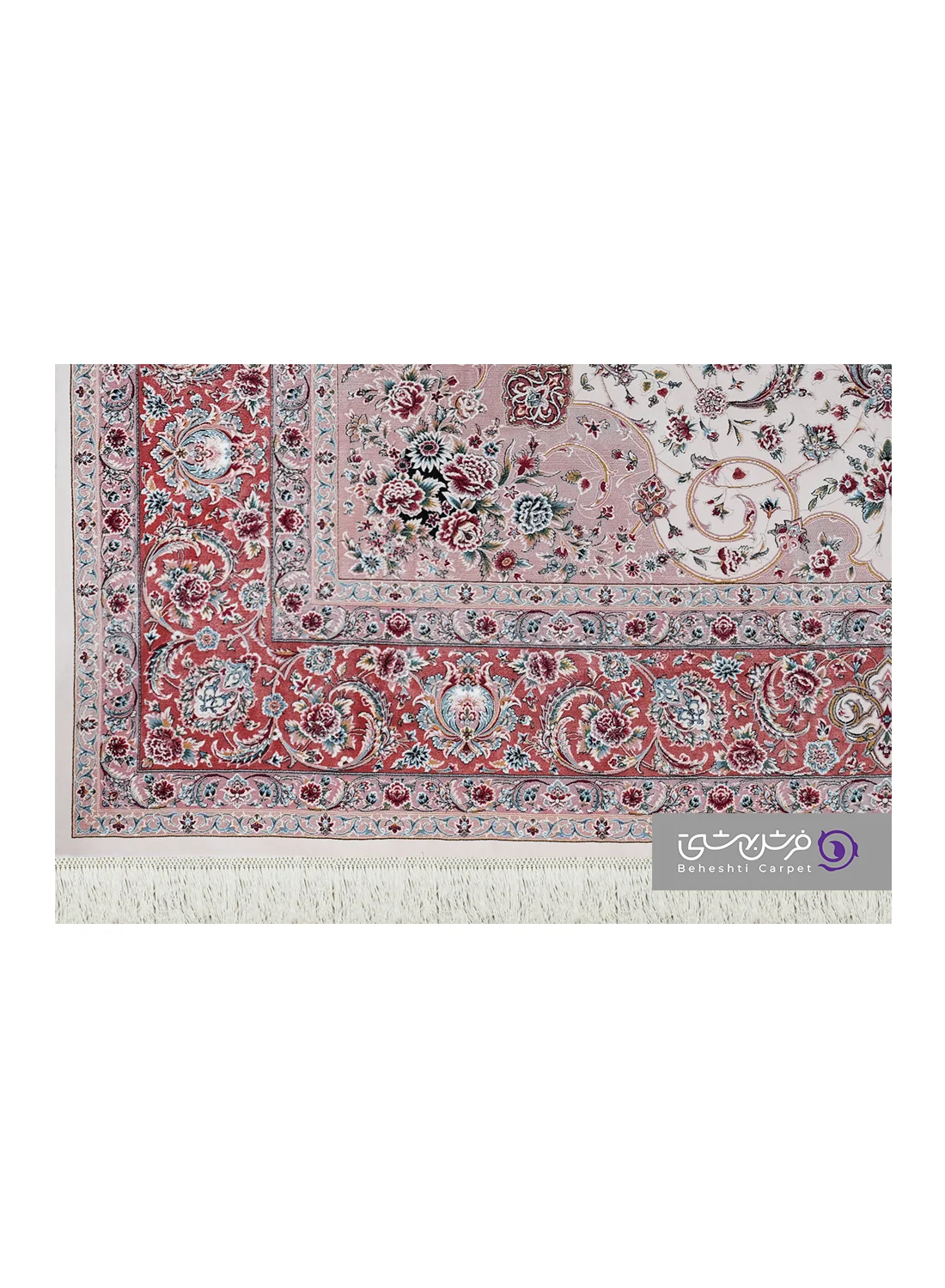 جزییات نقش فرش طرح شاهان کد 1526 کرم چرک مسی