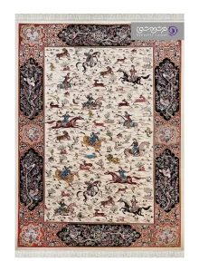فرش طرح شاهان کد 1527 کرم مسی