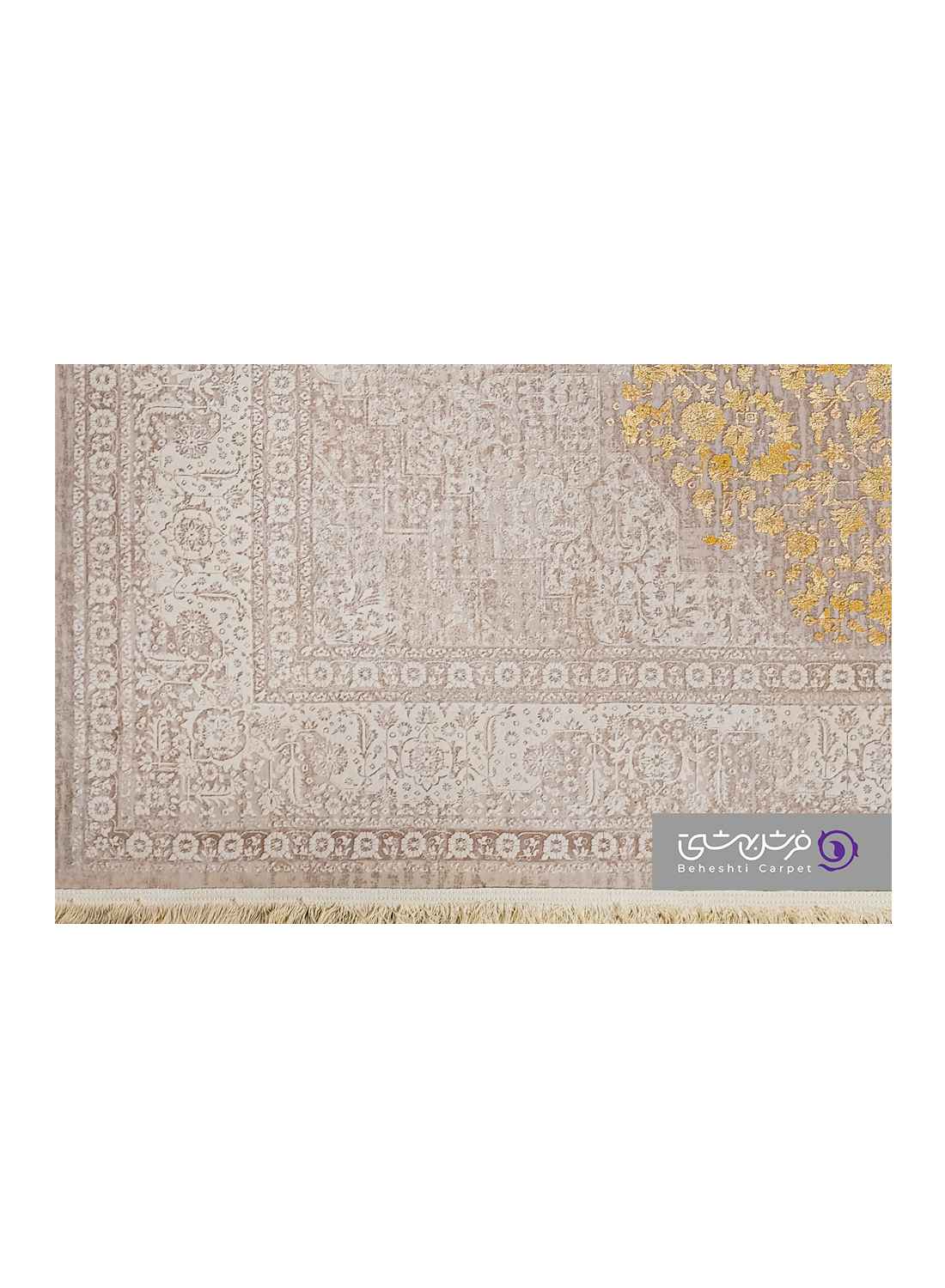 جزییات نقش فرش طرح ژینا کد 854 طلایی